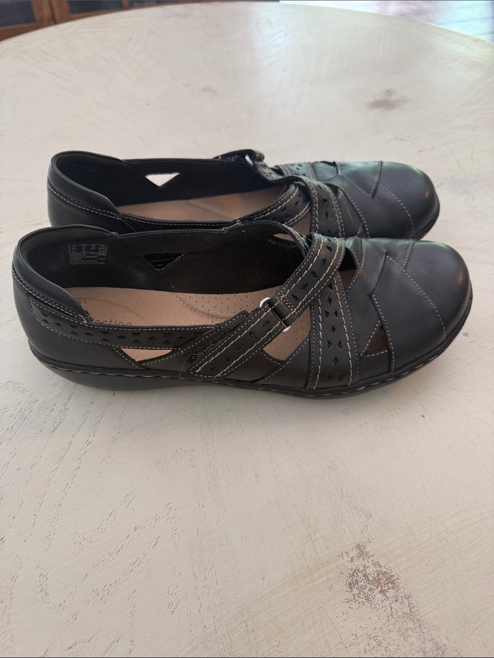 Clark’s Ashland Spin Q black leather slip on loafer shoes sz 9 - Picture 2 of 9